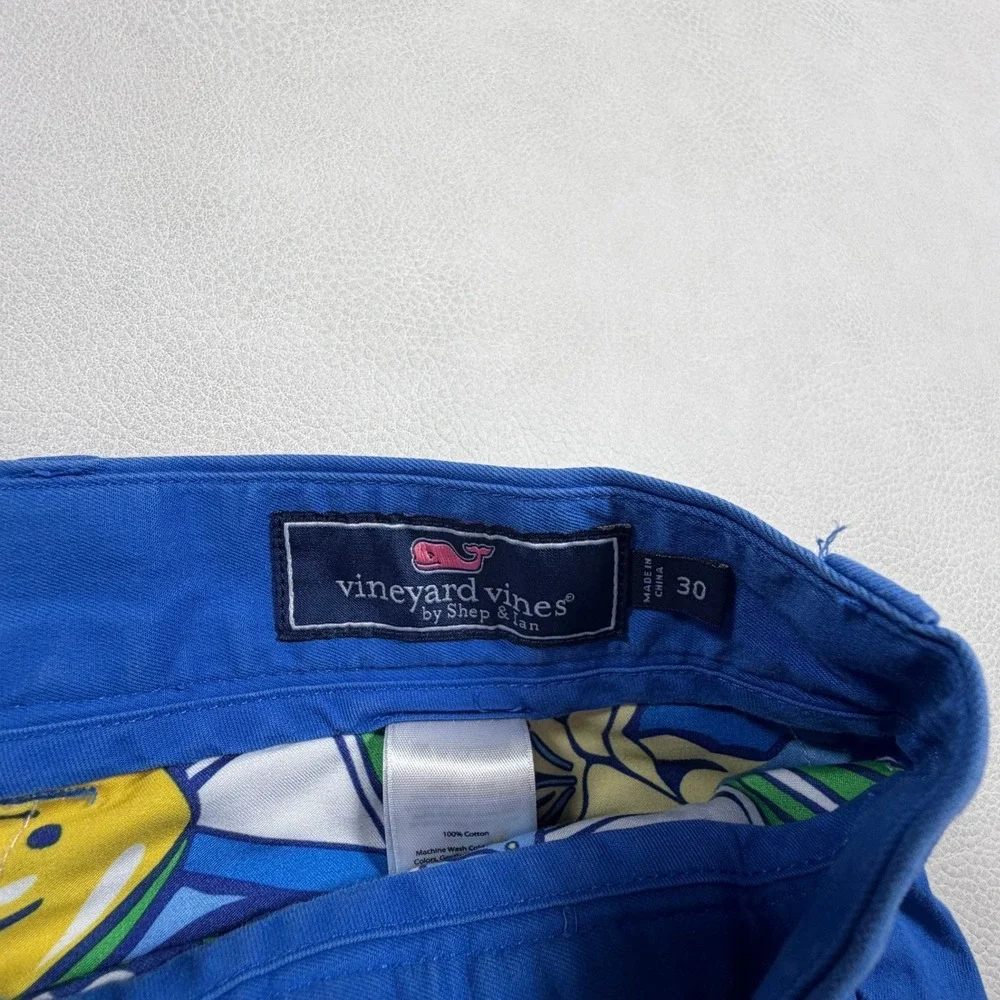 Vineyard Vines Mens 30 Breaker Shorts Blue Embroidered‎ Whales Chino Cotton Prep
